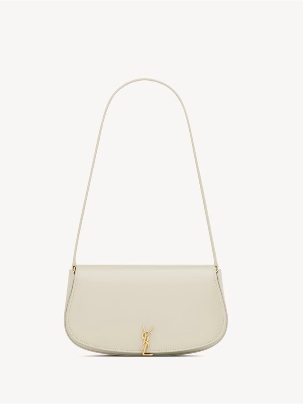 Saint Laurent Mini Voltaire Cream Leather Shoulder Bag with Gold YSL Emblem